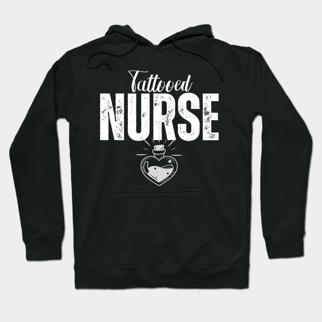 Tattooed Nurse with Heart-Shaped Potion Bottle Hoodie by jackofdreams22